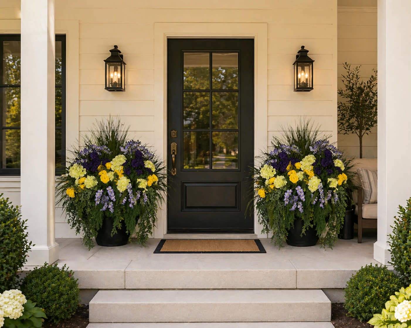 Faux floral planter detail